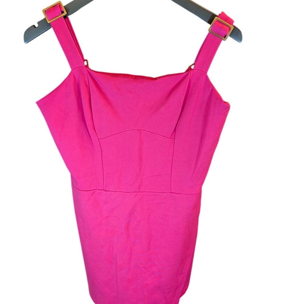 GUESS Hot Pink Mini Dress | Y2K McBling Gold Buckle Strap Bodycon  | Size L